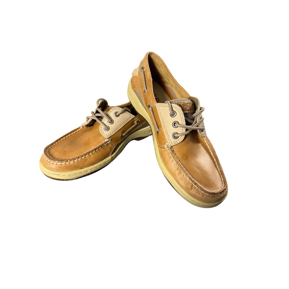 Sperry Top-Sider Billfish Mens Tan Beige Leather Mesh Boat Shoes Loafers 0799023
